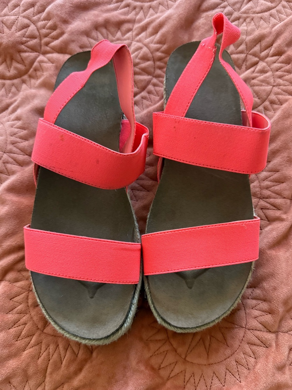 Madden Girl Women’s Neon Coral Elastic Strap Sandals